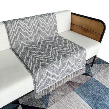 Imagem de Manta Decorativa Para Sofá Protetora Jeans Cru Chevron 2,10m