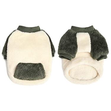 Imagem de Foern Suéter de cachorro quente, colete de cachorro com camada dupla polar para ambientes internos e externos roupas de inverno para cães pequenos, filhotes e gatos chihuahuas, verde, P: 37 cm/14,6 pol