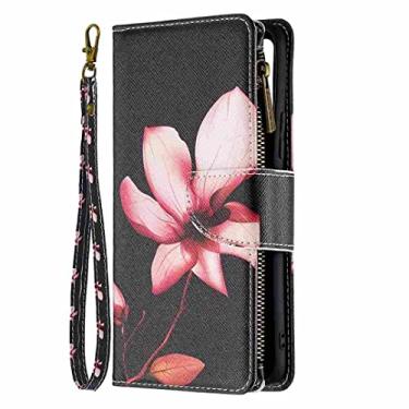 Imagem de MojieRy Capa de telefone com zíper carteira estojo fólio for SAMSUNG GALAXY A42 5G, Couro PU Premium Capa Slim Fit for GALAXY A42 5G, 3 slots de cartão, Drop-Proof, Preto & Cor de rosa