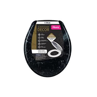 Imagem de Atlas - Assento Sanitário Almofadado com Espuma Ultramacio e Tampa com Efeito Mármore, Cor Preta
