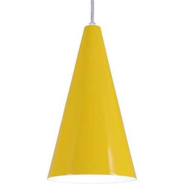 Imagem de Pendente Cone Luminária Lustre Alumínio E27 Amarelo - L & L Iluminação