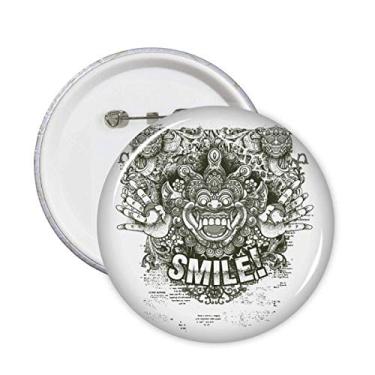 Imagem de Decoração de arte de monstro estilo chinês, alfinetes modernos, emblema, botões, 5 peças