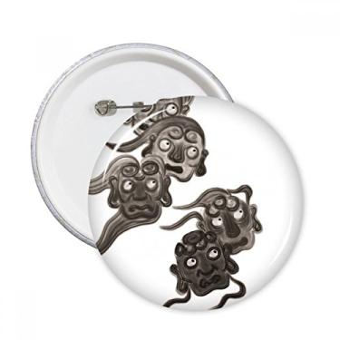 Imagem de Broche redondo de monstro Cinco Goblins estilo tinta chinesa broche emblema acessório decoração 5 peças