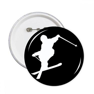 Imagem de Prancha de esqui esportiva preta contorno de esqui pinos redondos botão emblema decoração acessório 5 peças