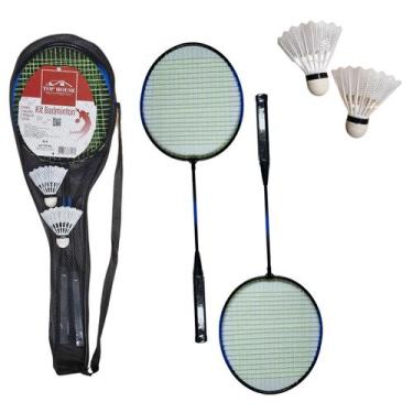 Imagem de Kit Esporte Badminton 2 Raquetes + Bolsa+ 2 Petecas - Top House