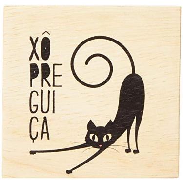 Imagem de Arte Maníacos Bloco em madeira Xô Preguiça - 15x15cm