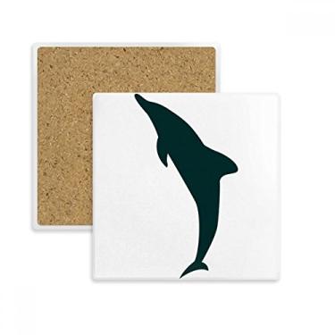Imagem de Blue Ocean Friendly Streamline Porta-copos de golfinho quadrado tapete para caneca subplaca suporte isolante pedra