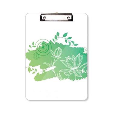 Imagem de Bloco de notas de flor de lótus com folhas de sapo de planta, pasta de prancheta A4