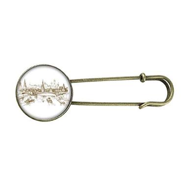 Imagem de Broche de metal retrô com desenho de ponto de referência da River Bridge