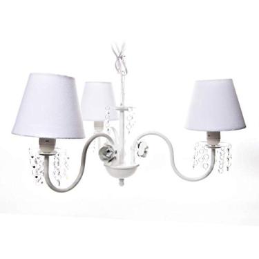 Imagem de Potinho de Mel Lustre Com 3 Lâmpadas Cristais 3 Flores Quarto Bebê Infantil Menina Menino