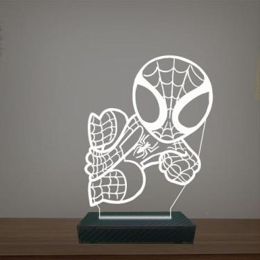 Imagem de Luminária Led 3D Homem Aranha Chibi Abajur Luxo - Artelizando