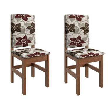 Imagem de Conjunto Com 2 Cadeiras Kai Tabaco E Floral - Zamarchi