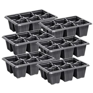 Imagem de Kit 20 Bandeja Sementeira 6 Células 160ml Vaso Para Produtor de Muda de Plástico Preto Horta