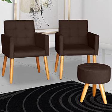 Imagem de Kit 2 Poltronas cadeira com Puff dcorativa para Sala de Estar Recepção manicure escritório pés palito resistente poltrona MOBLAN decor (MARROM, TECIDO SUEDE)
