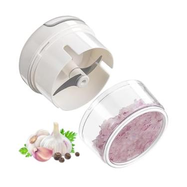 Imagem de Processador De Alimentos Manual Picador & Cortador Para Legumes, Cebola, Vegetais, Gengibre, Frutas, Alho, Nozes, etc Material Reforçado - 0,7 Xícara (170ml)