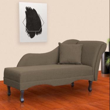 Imagem de Recamier Divã Sofá Olivia Psicologia Consultório Linho Marrom - LM DECOR