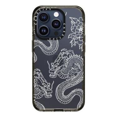 Imagem de CASETiFY Capa Impact para iPhone 15 Pro [4X testado contra quedas de grau militar/proteção contra quedas de 2,5 metros] - estampas de animais - dragões - preto transparente