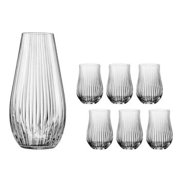 Imagem de Jogo Vaso Waterfall 305 e Copos De Cristal 450 ml Tulipa Optic Bohemia