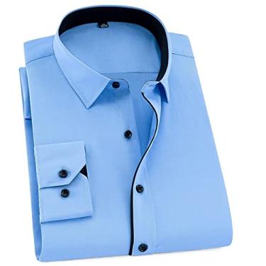 Imagem de Camisa Masculina De Negócios De Algodão Slim Fit Manga Longa Com Botões Camisas Formais De Outono Xadrez Patchwork Camisas Formais Para Homens (Color : A6, Size : 40 175CM 65KG)