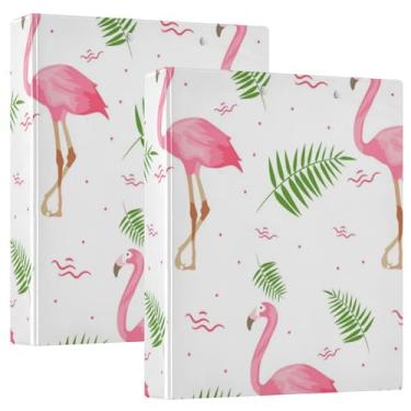 Imagem de Fichário de caderno de 3 anéis de flamingo rosa de 3,8 cm com capa de bolso, capa dura para livros escolares