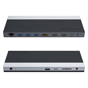 Imagem de WAVLINK Estação de ancoragem USB C com tela tripla 4K (2 HDMI + 1 Displayport) com carregamento de PC de 100 W, Gigabit Ethernet, 4 USB 3.0, compartimento para cartão SD/TF, áudio, para Dell HP