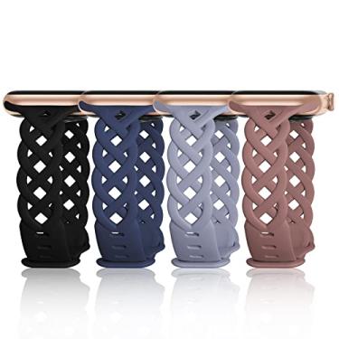 Imagem de Pulseiras de silicone finas compatíveis com Apple Watch SE séries 11, 10, 9, 8, 7, 6, 5, 4, 3 e ultra 2 de 40 mm, 38 mm, 41 mm, 44 mm, 45 mm, 46 mm, 42 mm
