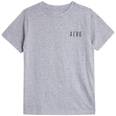 Imagem de AEROPOSTALE Camiseta para meninos - Camiseta infantil de algodão de manga curta - Camiseta clássica com gola redonda estampada para meninos (4-16), Cinza, 4