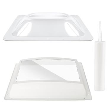 Imagem de XMK Conjunto de claraboia para trailer, cúpula externa transparente 35,5 cm x 55,9 cm flange 45,7 cm x 66 cm e cúpula interna com janela 35,5 cm x 55,88 cm + selante de volta