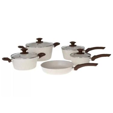 Imagem de Jogo de Panelas Brinox Antiaderente Ceramic Life 5 Peças Suprema Vanilla