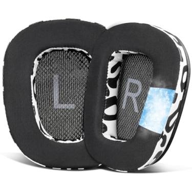Imagem de SOULWIT Almofadas de orelha de substituição para Logitech G35 G930 G933 G933S G935 G633 G633S G635 G533 G430 G431 G432 G433 G332 G230 G231 G233Gaming Headset - Gel Refrescante Leopardo da Neve