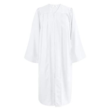 Imagem de Happy Secret Roupões de coro foscos para adultos da igreja, vestido de formatura e batismo, Branco, 39