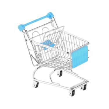 Imagem de Ioensy Mini carrinho de compras modelo de metal decoração ornamento casa de brinquedo casa de bonecas decoração mini supermercado armazenamento brinquedo, Azul