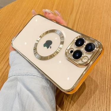 Imagem de Spevert Capa transparente magnética para iPhone 16 Pro Max com protetor de lente de câmera capa de polipropileno de proteção total compatível com MagSafe Elegant Anti-Scratch (dourado, iPhone 16 Pro