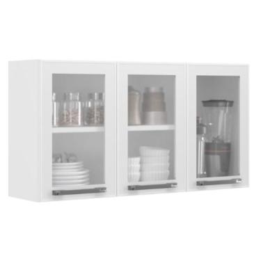 Imagem de Armário de Cozinha Aéreo Itatiaia Aço 3 Portas Com Vidro Florença Bran