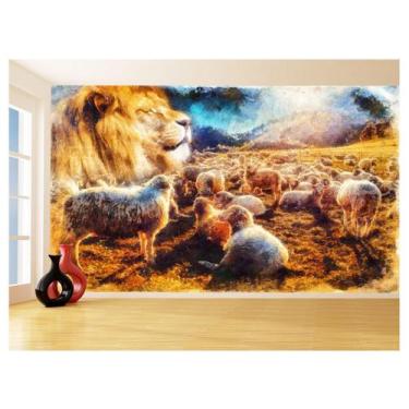 Imagem de Papel De Parede Animais Leão Rebanho Judá Rei 3,5M Anm483 - Você Decor