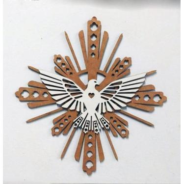 Imagem de Divino Espírito Santo 30cm em MDF cru e branco - Traço Art Decor