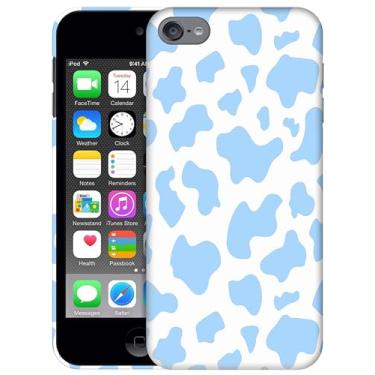 Imagem de Generic SM Capas para iPod Touch 7, capa para iPod Touch 6, capa para iPod Touch 5 - estampa de pele de vaca design azul impresso em 3D capa de plástico rígido para iPod Touch 7/6/5.