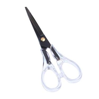 Imagem de Tesoura multiuso preta de acrílico elegante, de aço inoxidável, 15 cm, papelaria de mesa para cortar couro resistente, artesanato, tecido