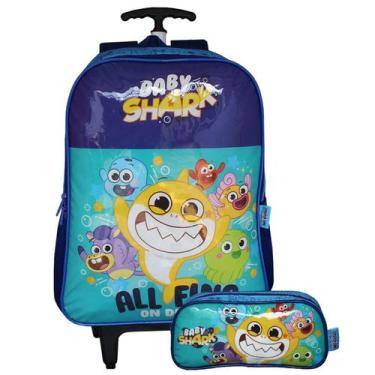 Imagem de Mochila Escolar De Rodinhas Com Estojo Baby Shark Infantil - Luxcel, A