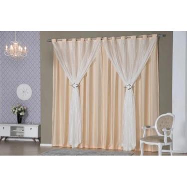 Imagem de Cortina Realeza Em Voal E Cetim 2 metros Janela  Salmão - Nathalia Enx