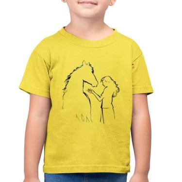 Imagem de Camiseta Algodão Infantil Cavalo e Garota Silhueta - Foca na Moda, Ama