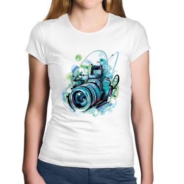 Imagem de Baby Look Algodão Câmera Fotográfica - Foca na Moda, Branco, M