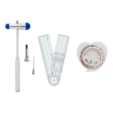 Imagem de Martelo Buck BIC Para Reflexos + Goniometro Grande De PVC 20cm + Trena