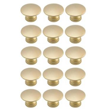 Imagem de Kit 15 Puxador Ponto 31mm Dourado Escovado Para Gaveta - RENNA