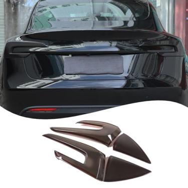 Imagem de Capa de luz traseira de carro para lanterna traseira compatível com Tesla Model 3 2023 2024 ABS capa de guarnição de carcaça de luz traseira defumada capa de lâmpada guarnição proteger moldura