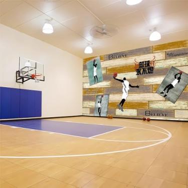 Imagem de Lcythiazole Mural de papel de parede de tamanhos personalizados, mural de papel de parede retrô nostálgico fundo NBA Basketball Photo Papel, para academia e salão de basquete