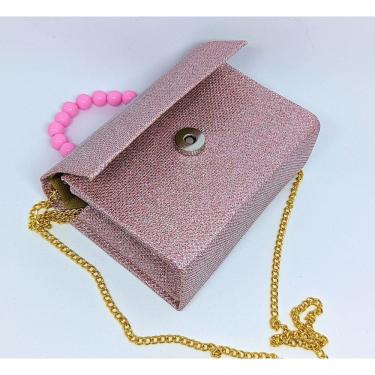Imagem de Bolsa Infantil Mini Bag Cute alça corrente Transversal Mão Pérola Bolsinha Menina Brilhosa Glitter Blogueirinha moda