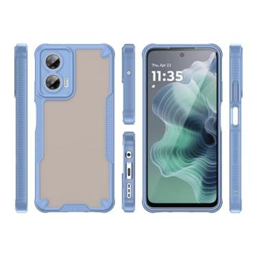 Imagem de HTXWXJC Capa de celular para Moto G35 5G, capa para Motorola G35 com protetor de tela, capa rígida fosca translúcida à prova de choque capa fina para celular Motorola G35 5G azul