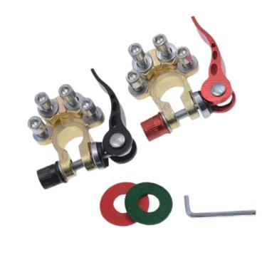 Imagem de Conectores de braçadeira de terminal de bateria de carro, 1 par de cabos de bateria marítima de desconexão rápida de 4 vias terminam grampos de poste superior para SAE para postes JIS tipo A