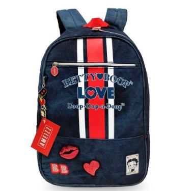 Imagem de Mochila Escolar de Costas Oficial Betty Boop Jeans Feminina Fashion Cl